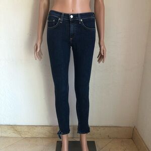 Rag & Bone Skinny Ankle Dark Blue Denim Jeans Women’s Size 27 Bottom-Tie